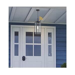 Outdoor Pendant Light Dusk to Dawn Sensor Black Lantern Porch Hanging